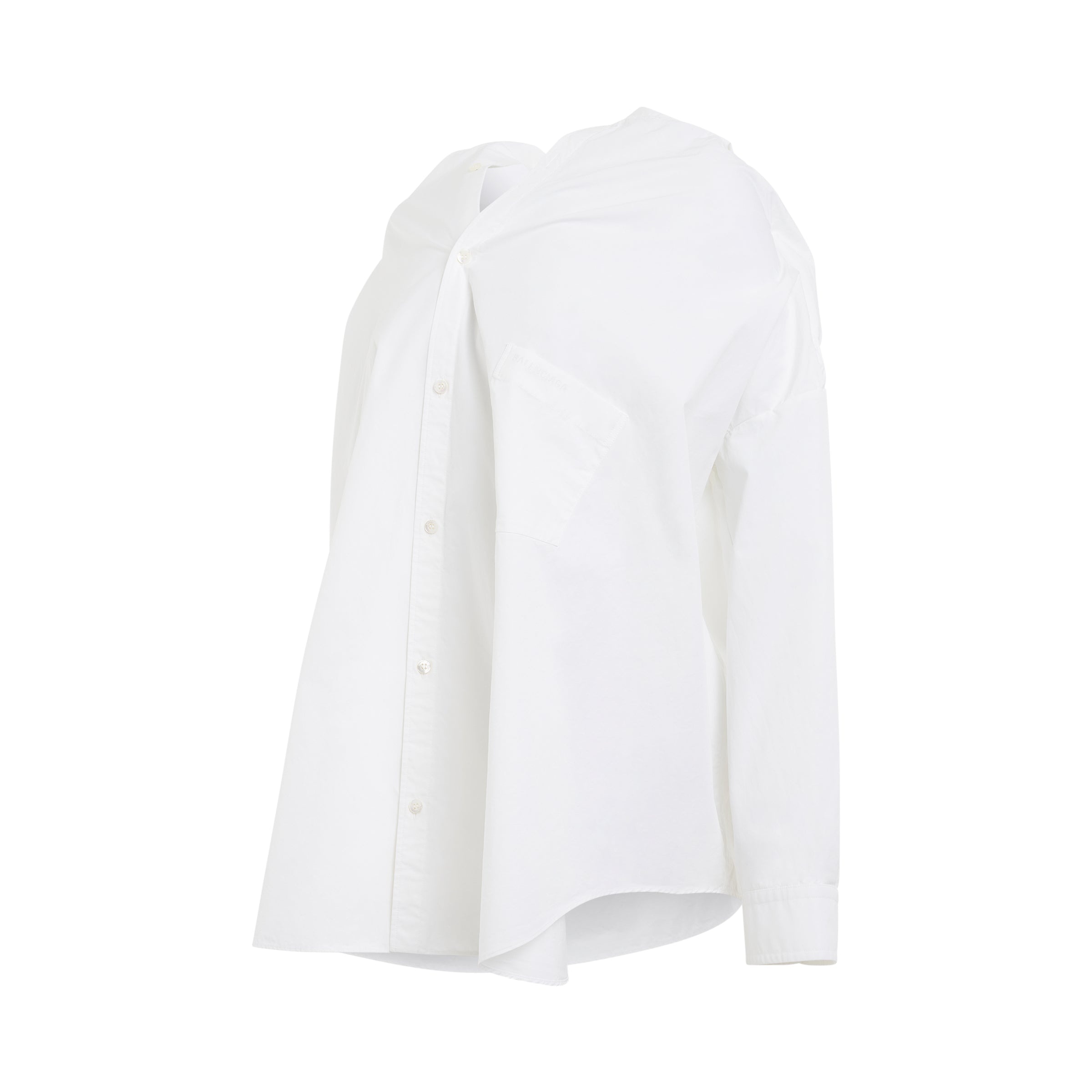 Knotted Vareuse Shirt in White - 2