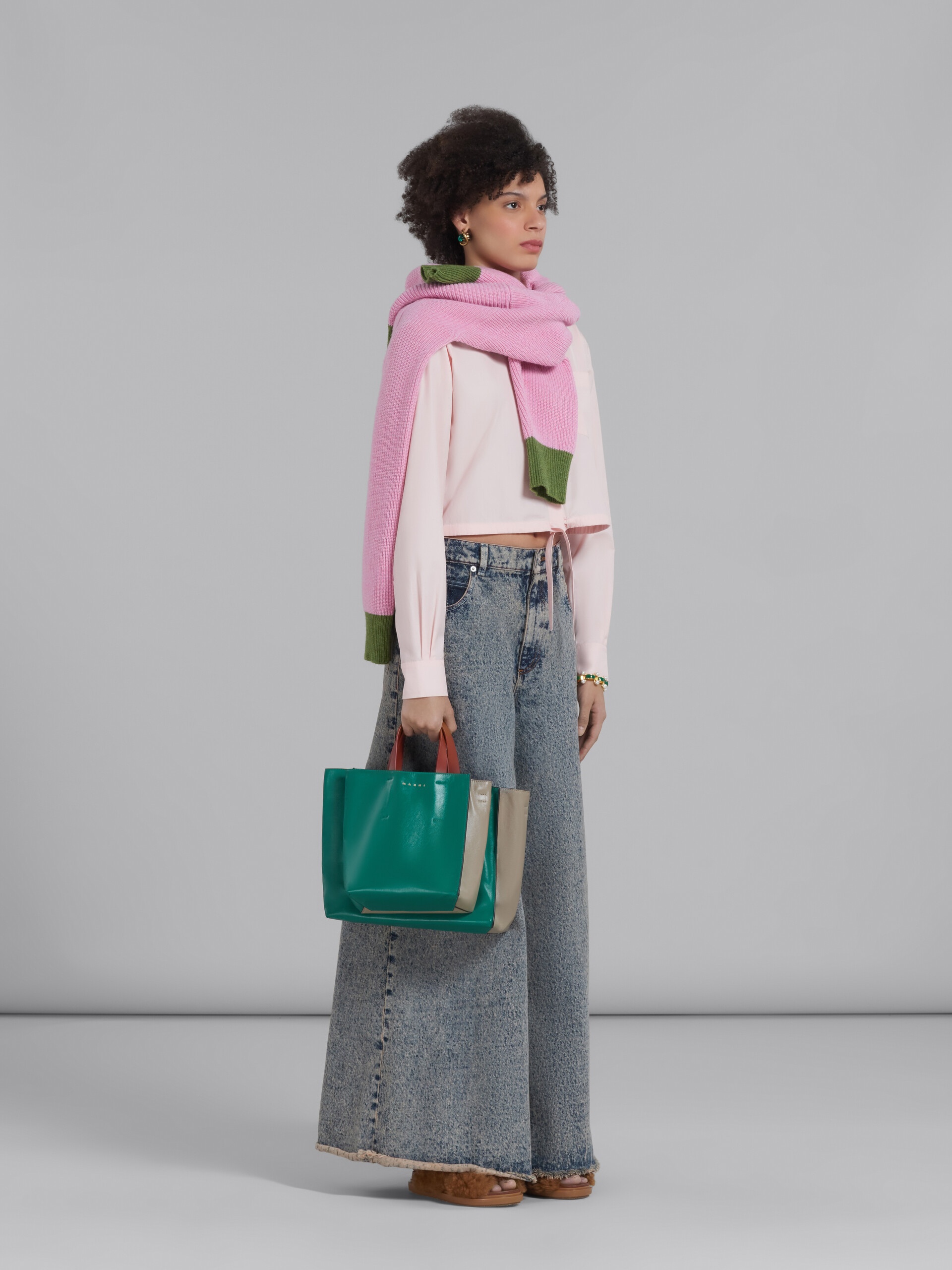 PINK CROPPED SHIRT IN BIO POPLIN - 5