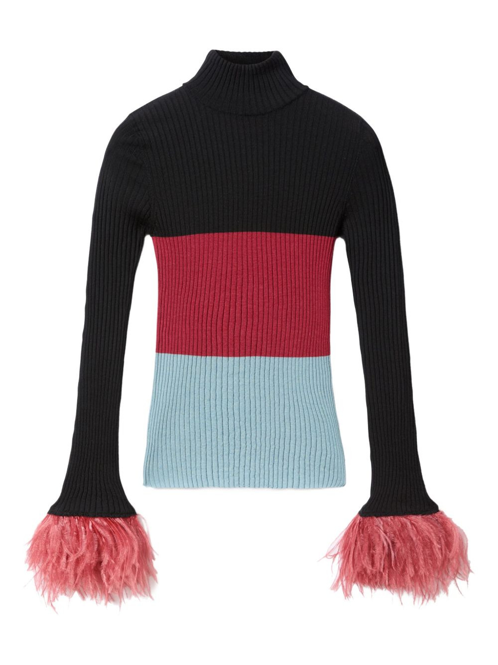 feather-trimmed ribbed top - 5