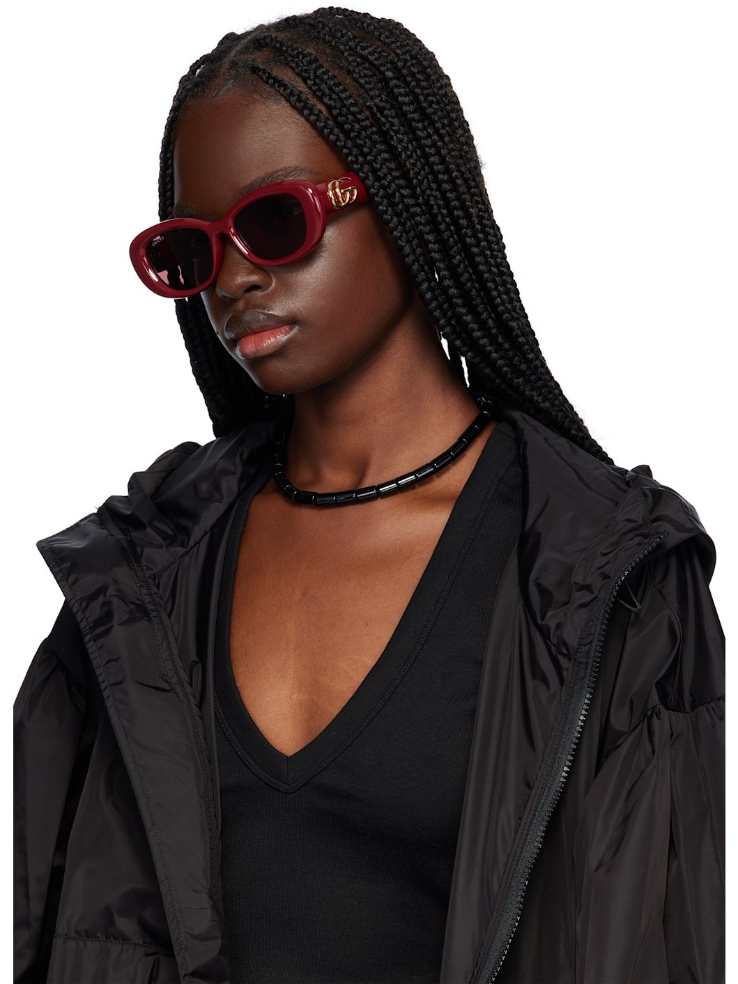 Burgundy GG Oval Sunglasses - 4