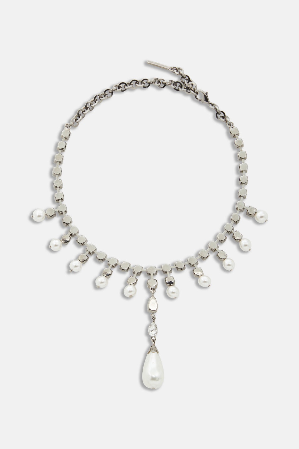 CRYSTAL CHOKER WITH PENDANT AND PEARLS - 2