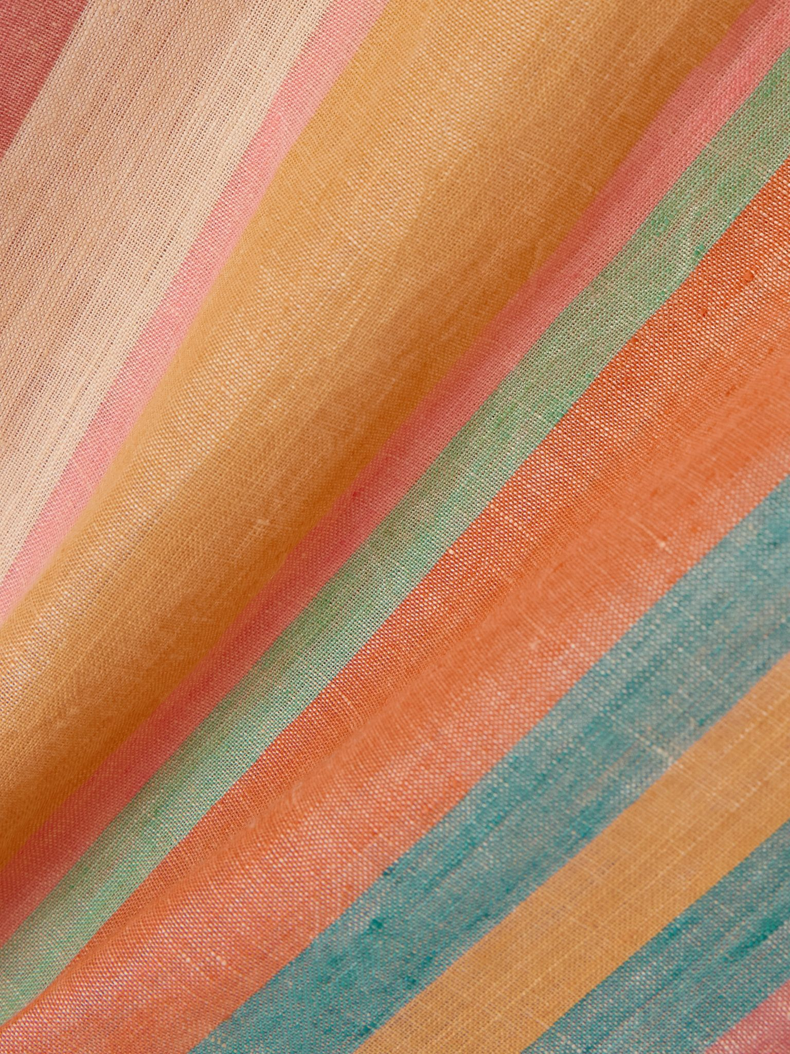 Adele striped linen wide-leg pants Pastel orange - 4
