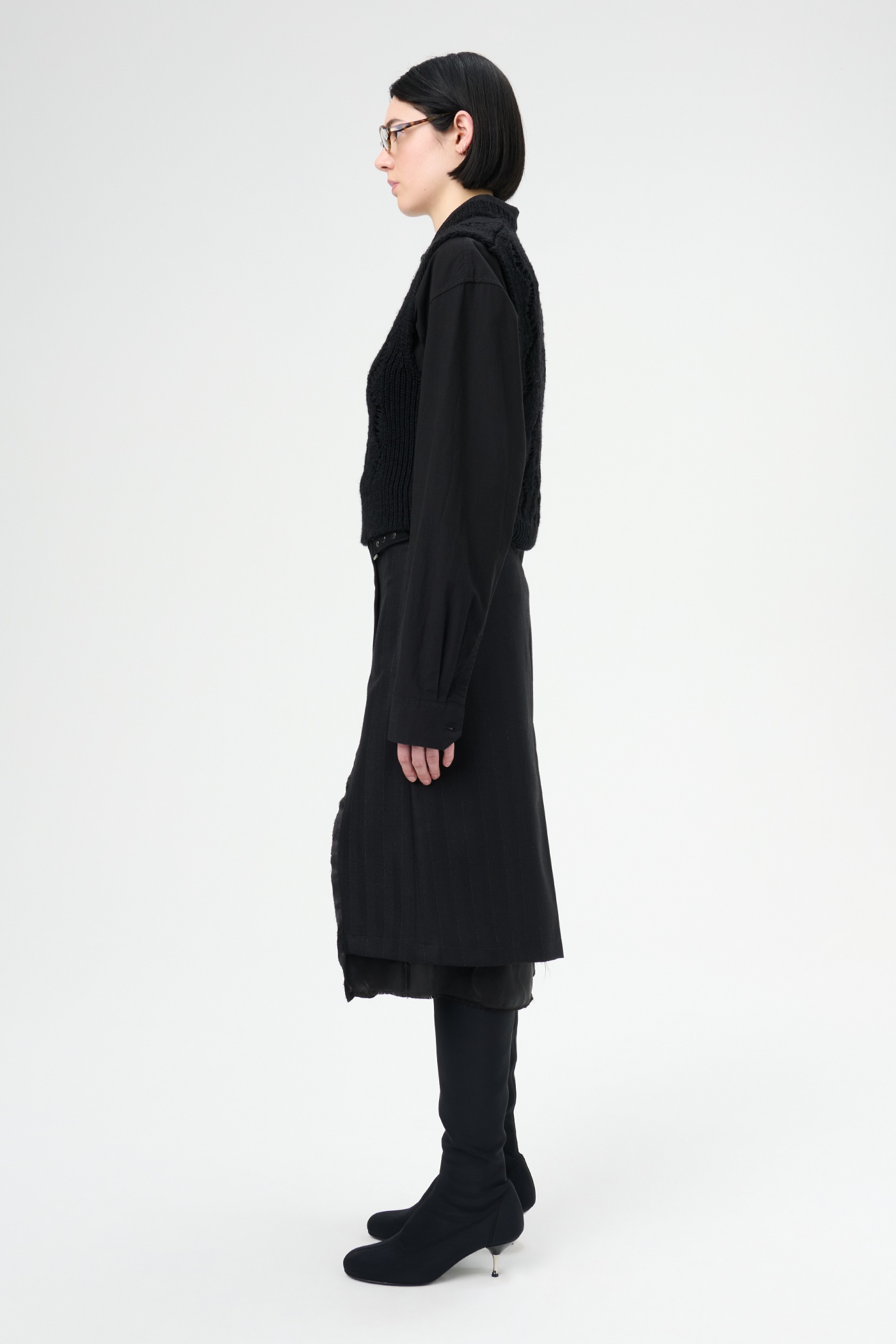 Clasp Skirt Maitre D Black Wool - 4