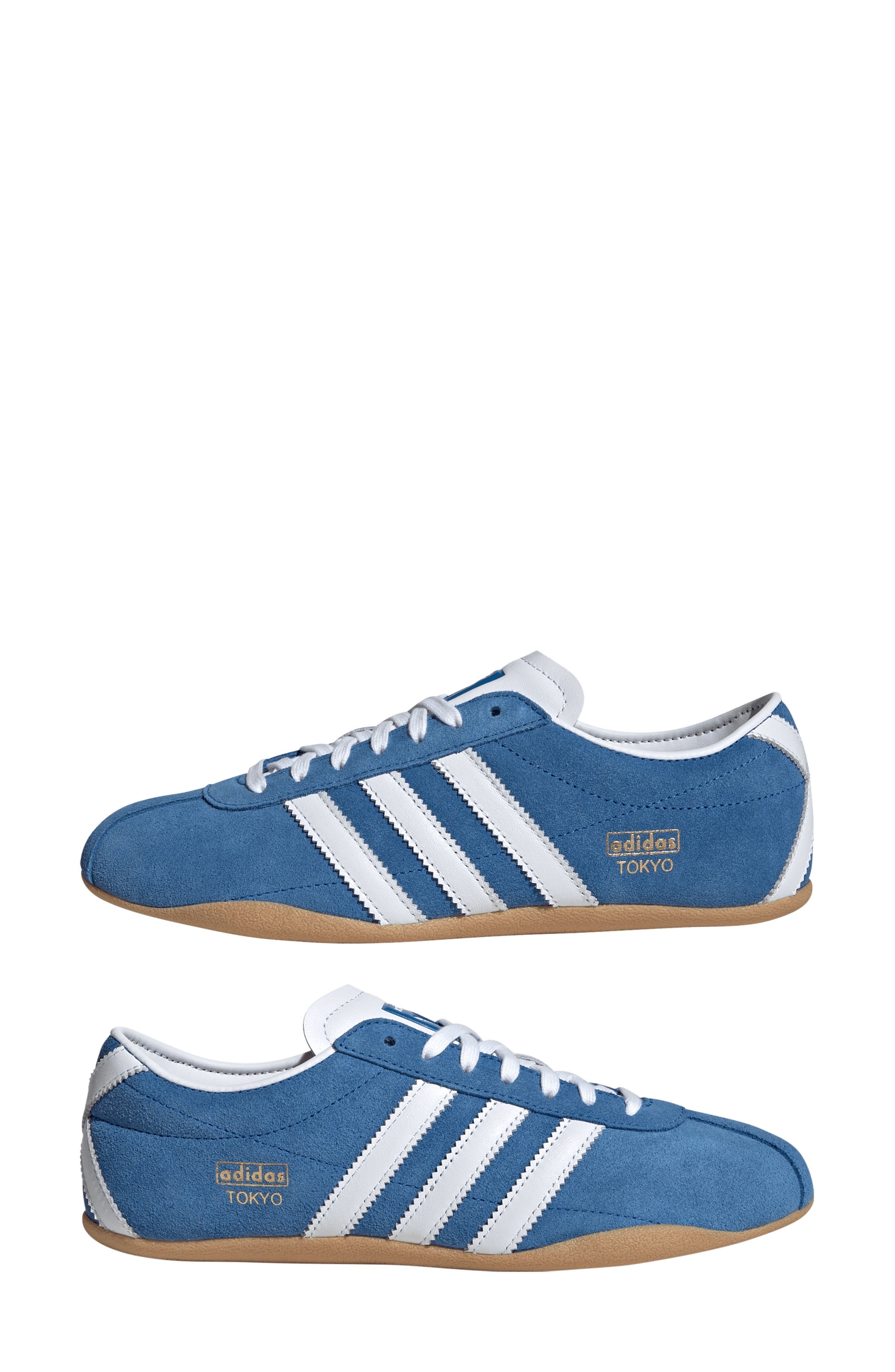 adidas Tokyo Low Top Suede Sneaker in Bluebird/White/Gum at Nordstrom - 9