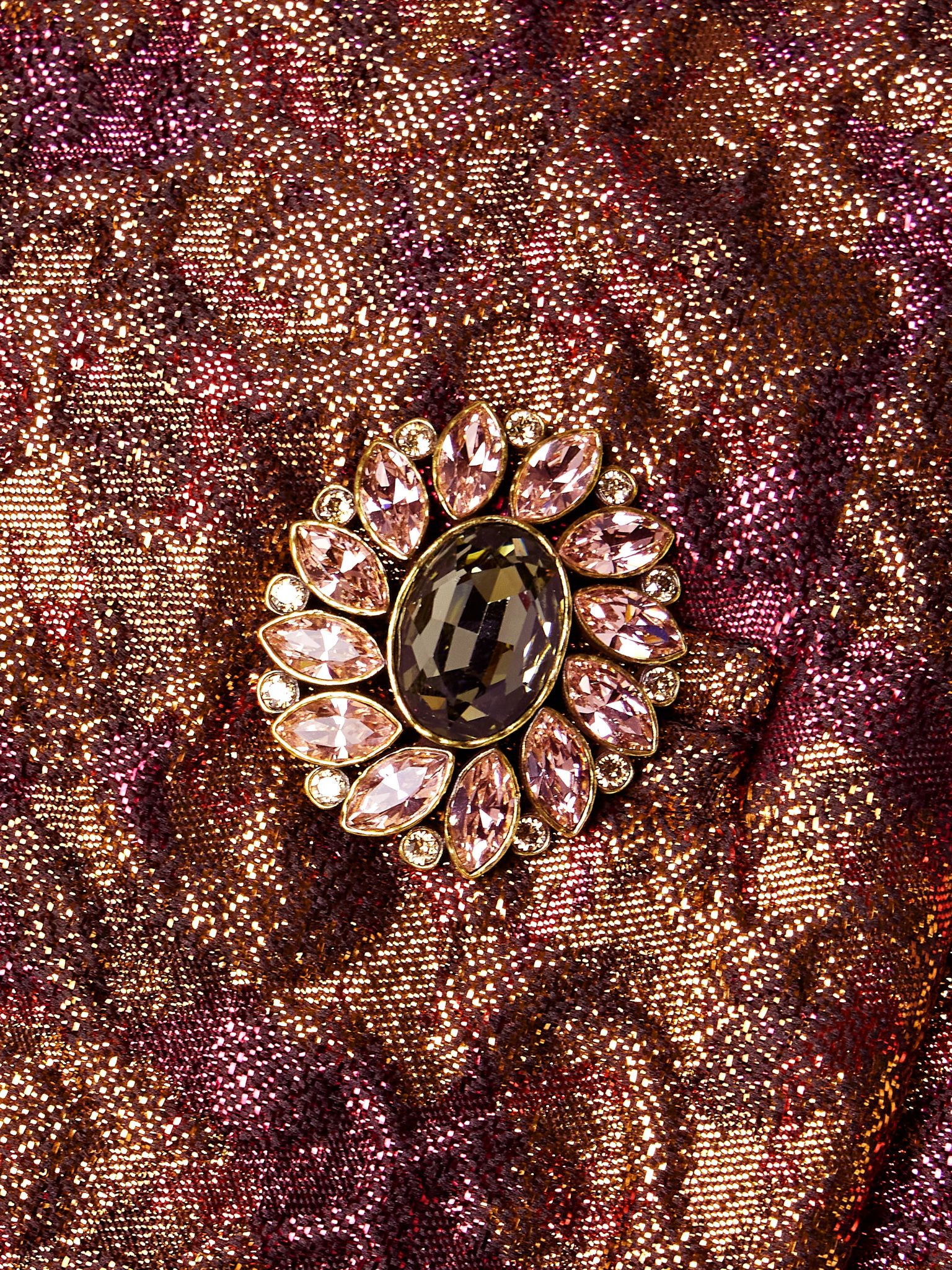 Crystal-embellished metallic wool-blend brocade jacket Metallic - 5