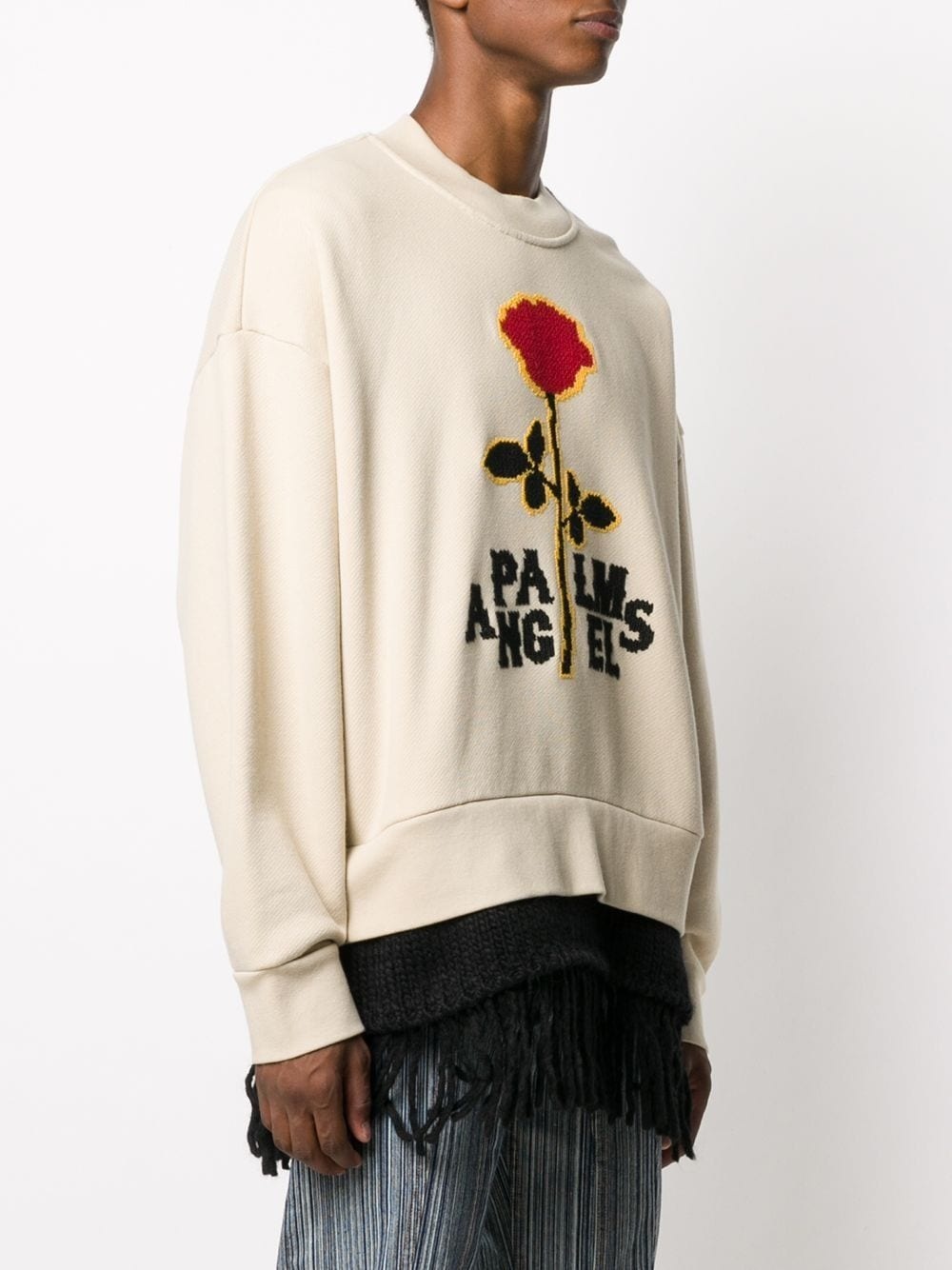 embroidered logo fringed sweatshirt - 3