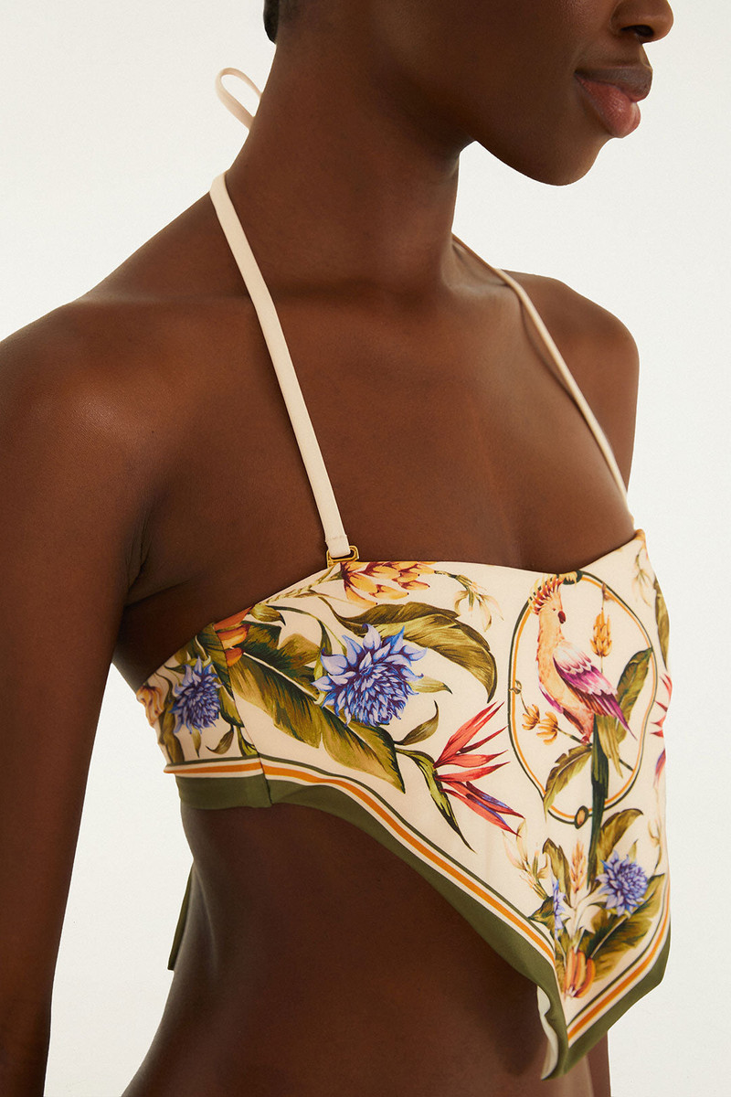 FARM RIO Light Blush Strelitzia Cropped Bikini Top outlook