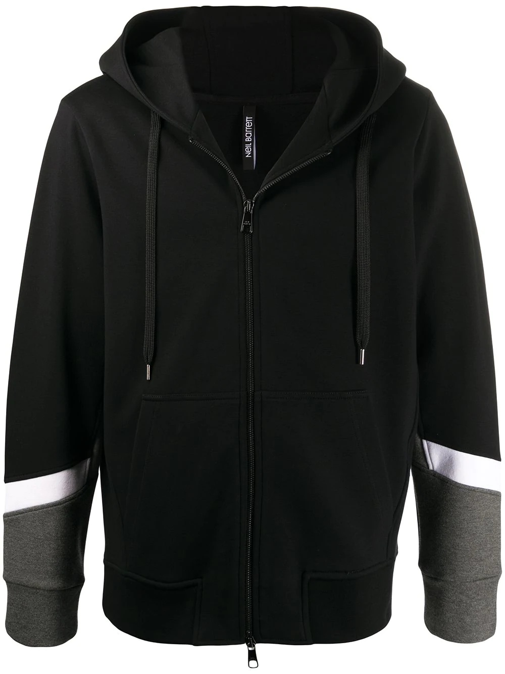 panelled sleeves zipped hoodie - 1