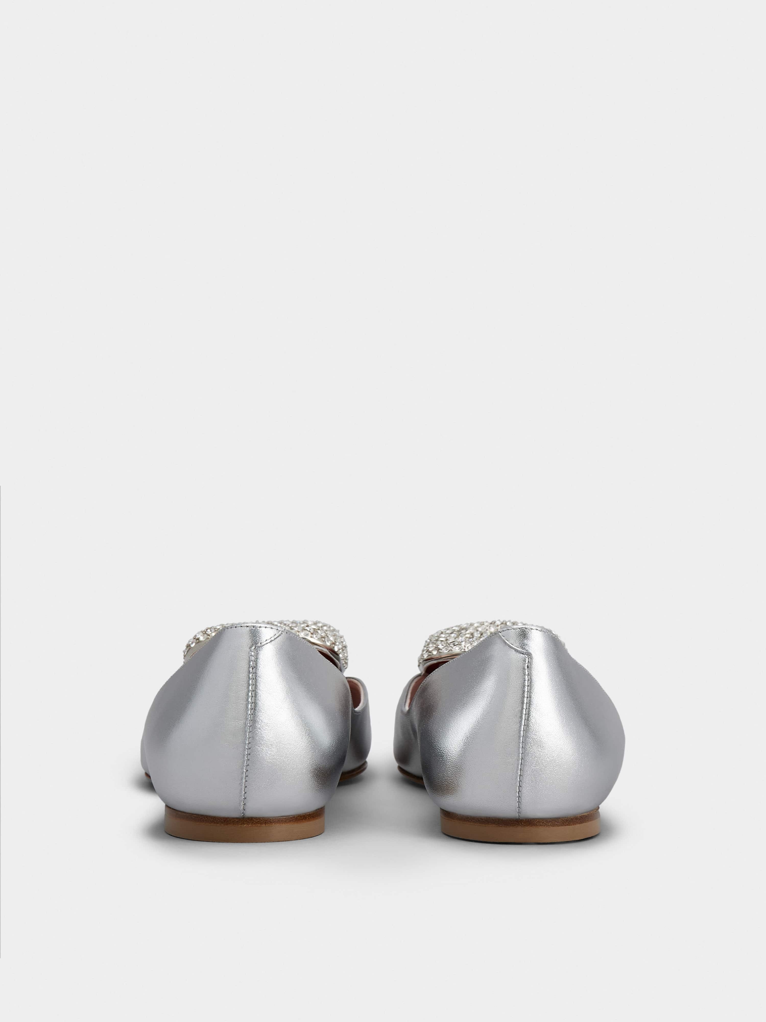 Viv' Choc Strass Buckle Ballerinas in Soft Leather - 5