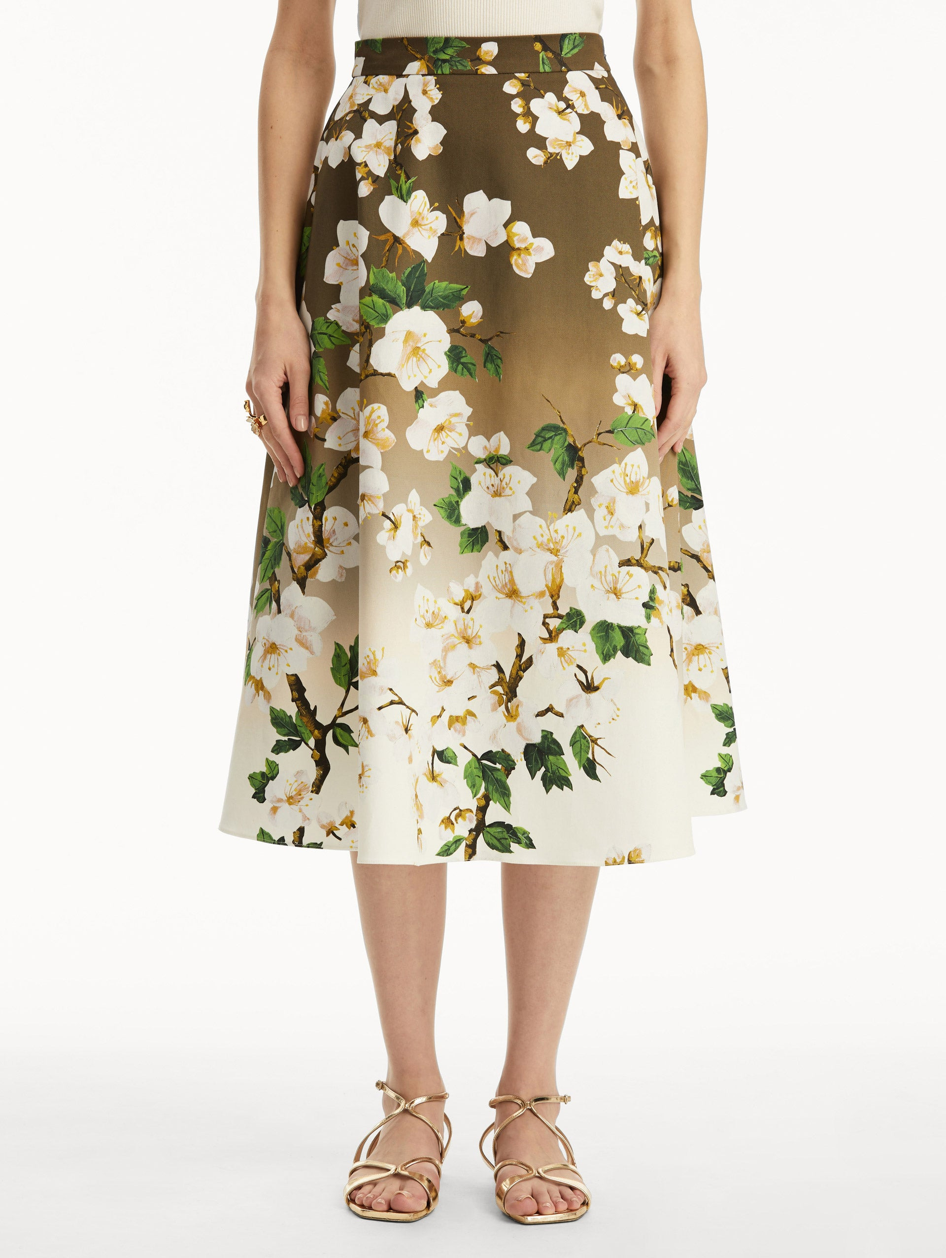 OMBRÉ CHERRY BLOSSOM COTTON POPLIN SKIRT - 3