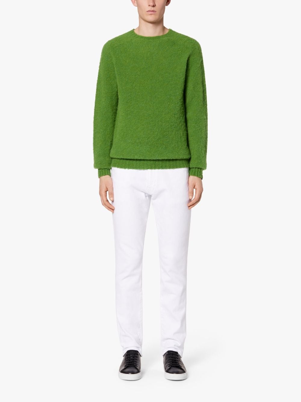 HUTCHINS GREEN WOOL CREW NECK SWEATER - 2