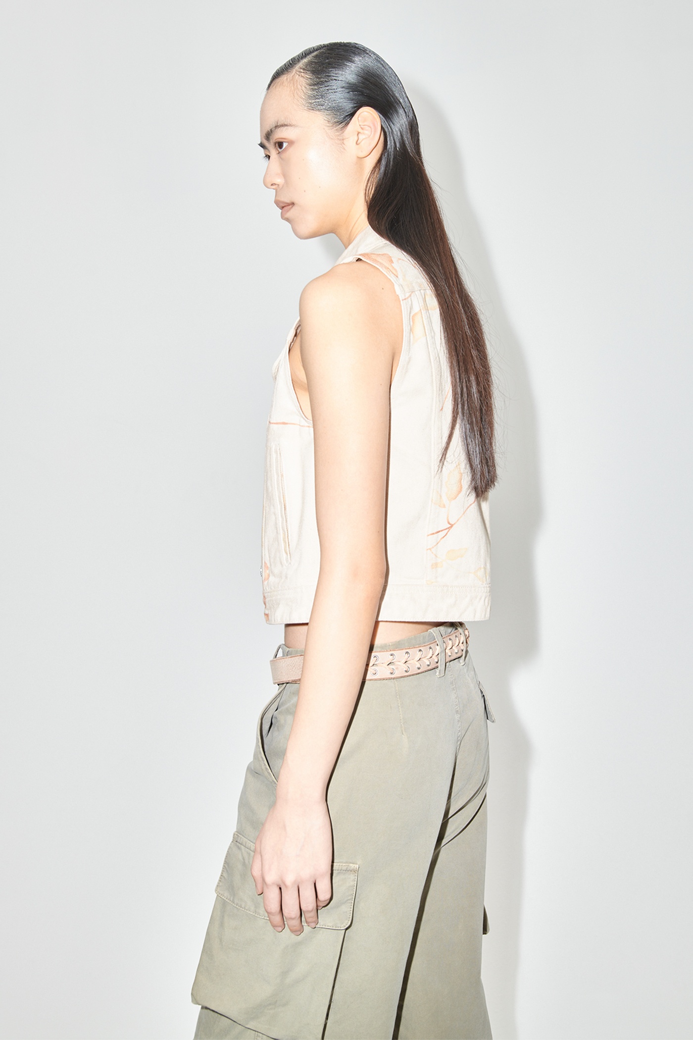 Mini Denim Vest Diurnal Flower Printed Denim - 4