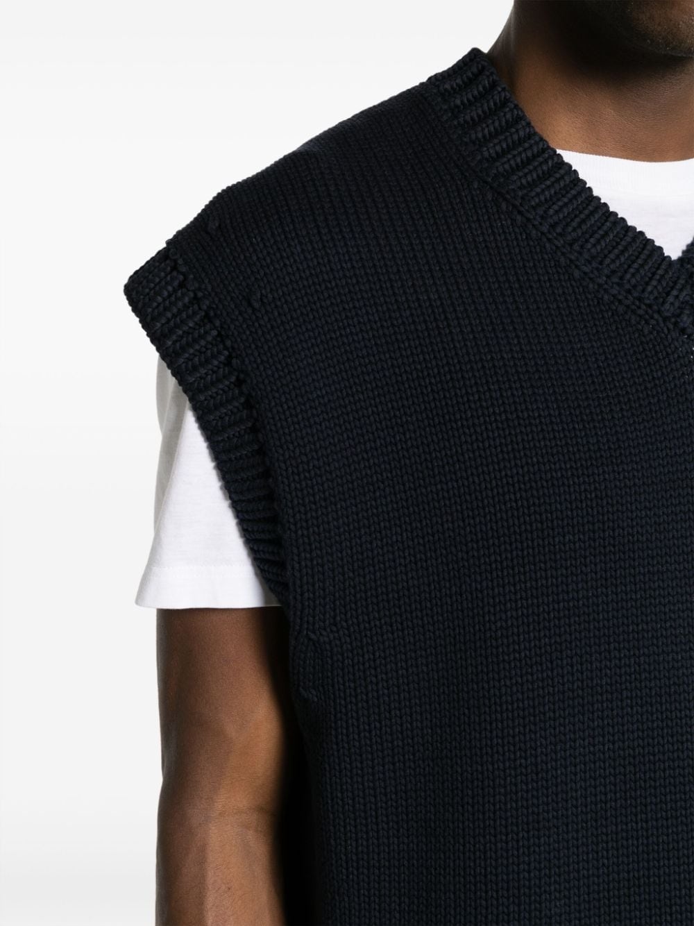 V-neck cotton-blend knitted vest - 5