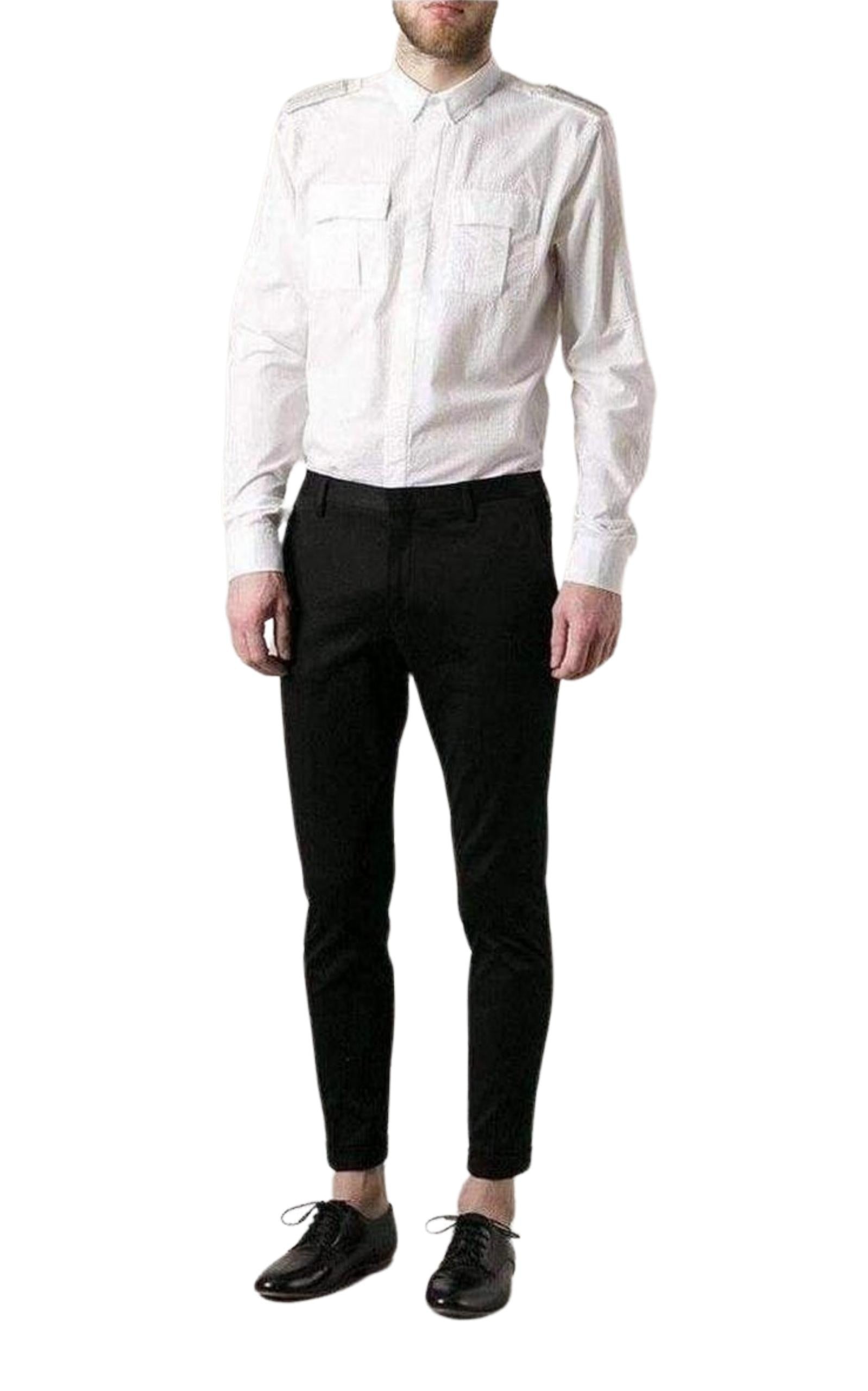 White Cotton Military Shirt - 2