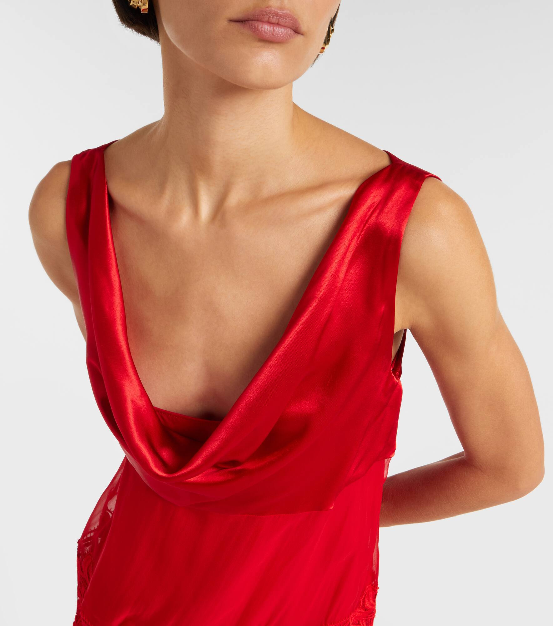 Draped silk midi dress - 4