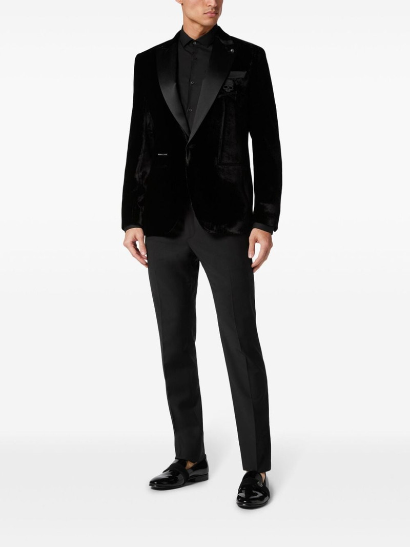 PHILIPP PLEIN Lord single-breasted velvet blazer outlook
