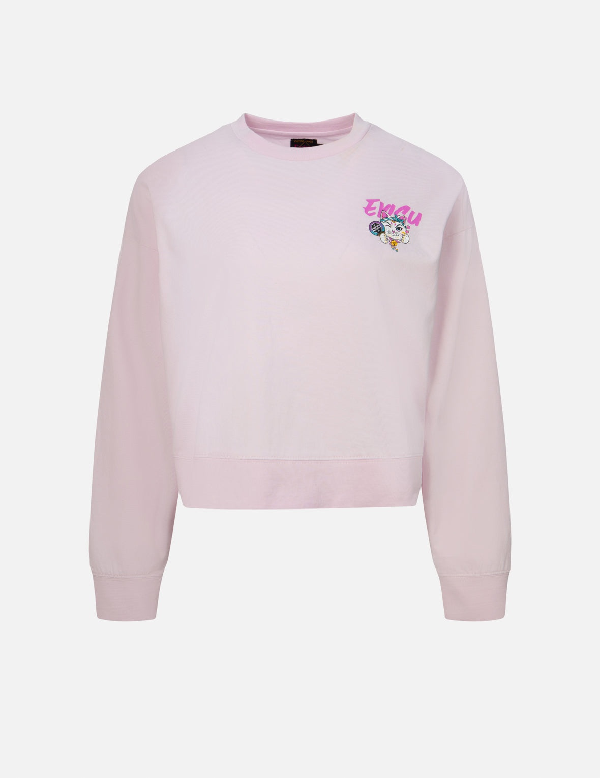 FORTUNE CAT PRINT CROPPED SWEATSHIRT - 2