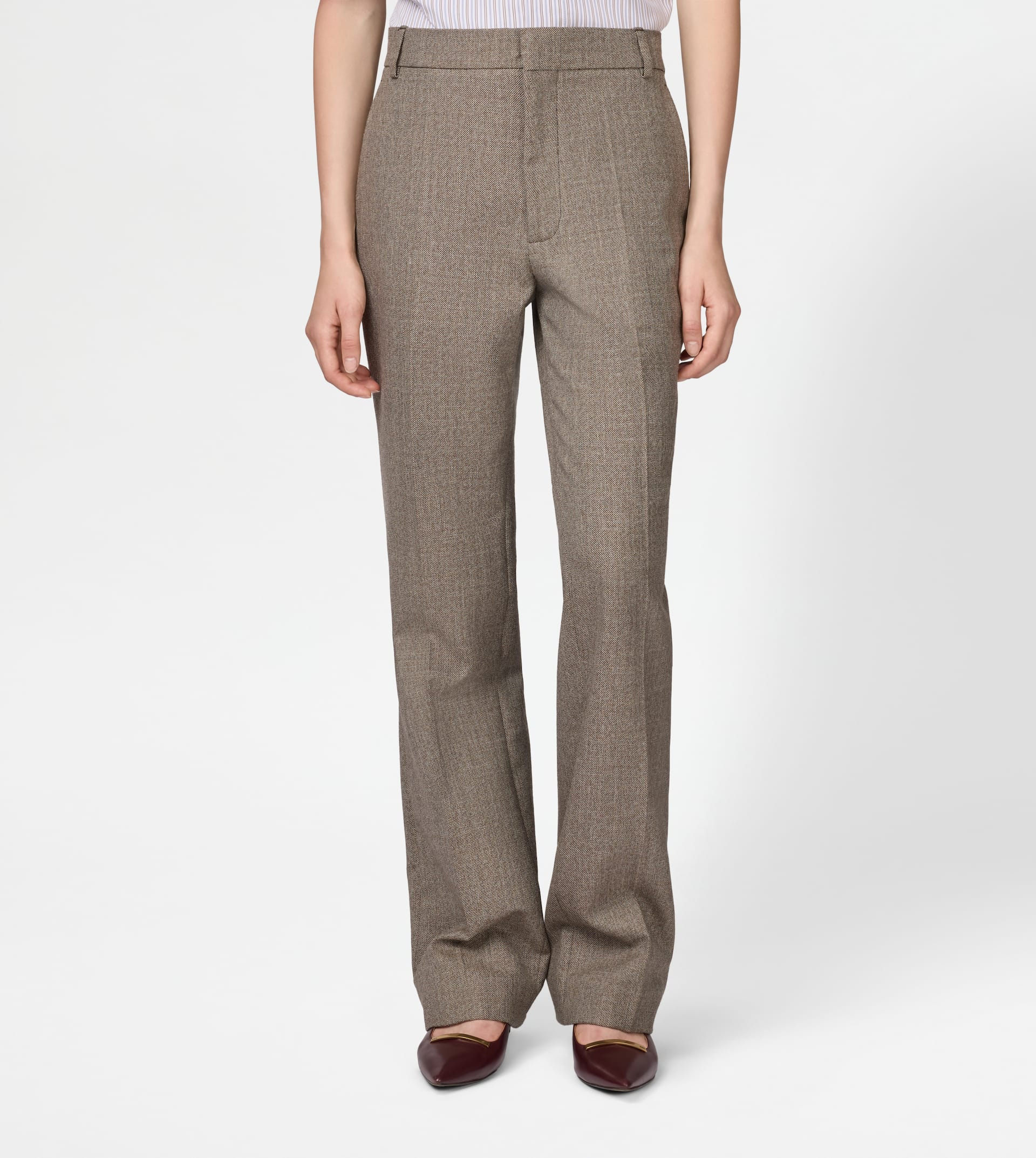 PANTS IN MOULINÉ WOOL - BROWN - 2