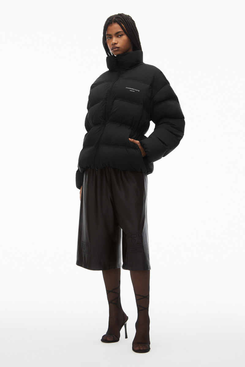 puffer coat with reflective logo 2