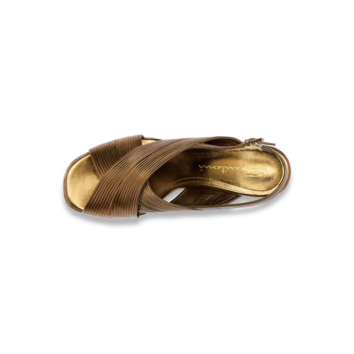 Women's gold leather high-heel sandal - 5