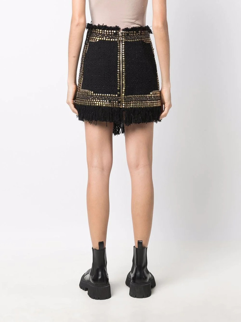 all over studded embroidered tweed skirt 4
