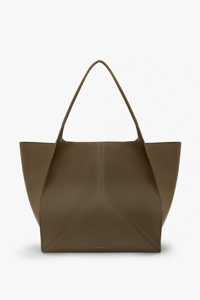 XL Victoria Tote In Khaki Soft Grained Leather 1