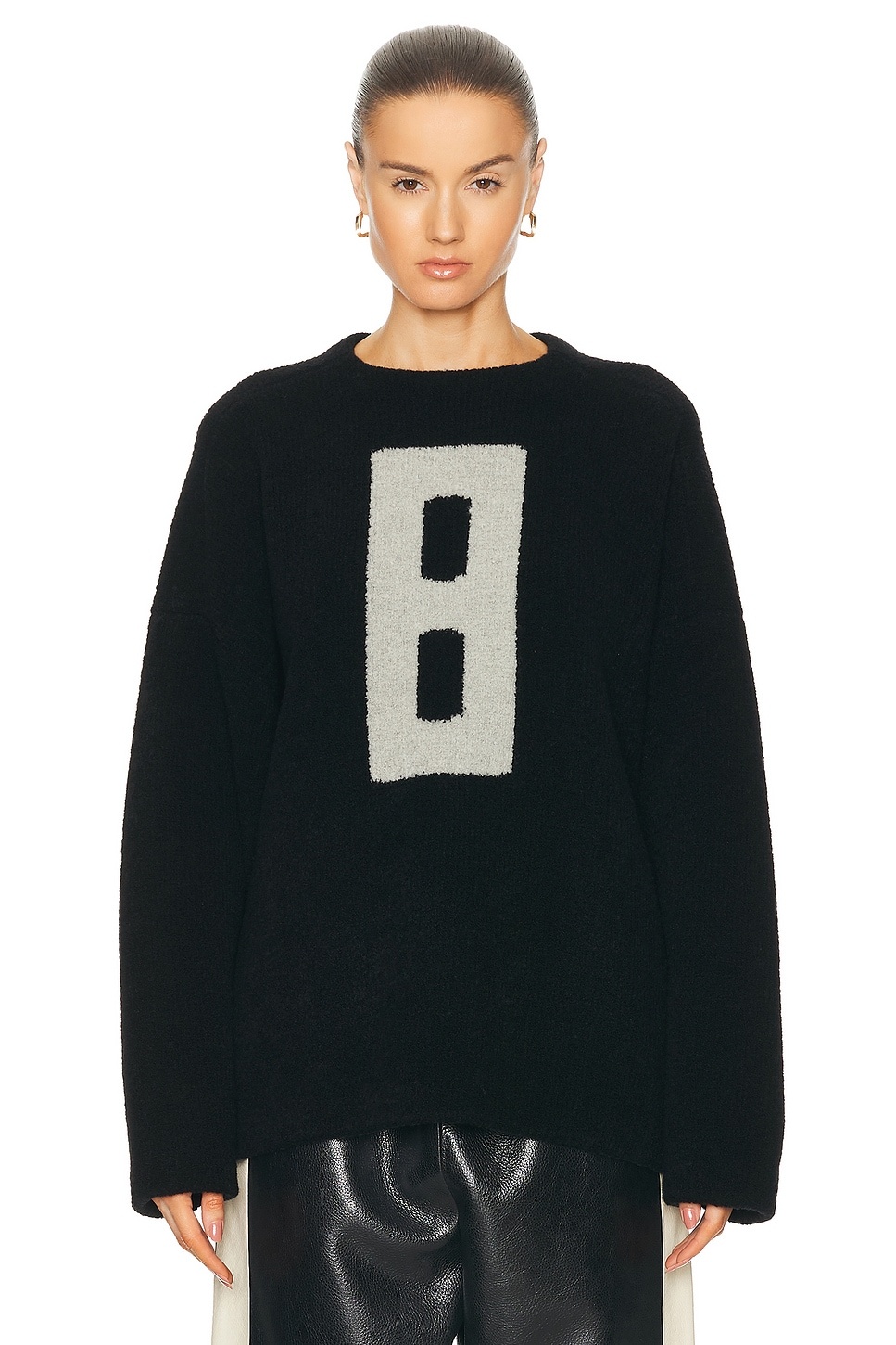 Boucle Straight Neck Relaxed Sweater - 1