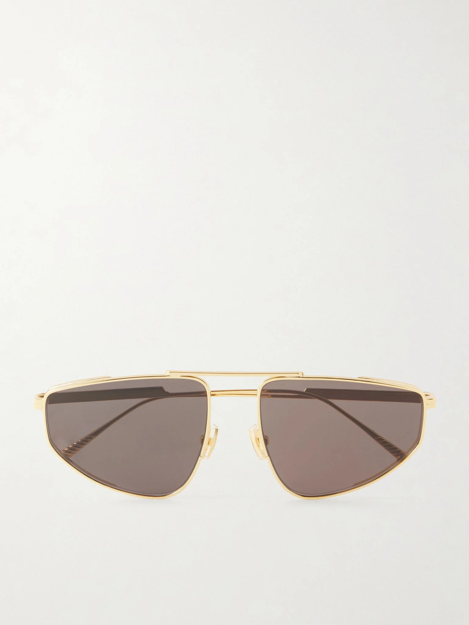 Light Ribbon Aviator-Style Gold-Tone Metal Sunglasses Gold - 1