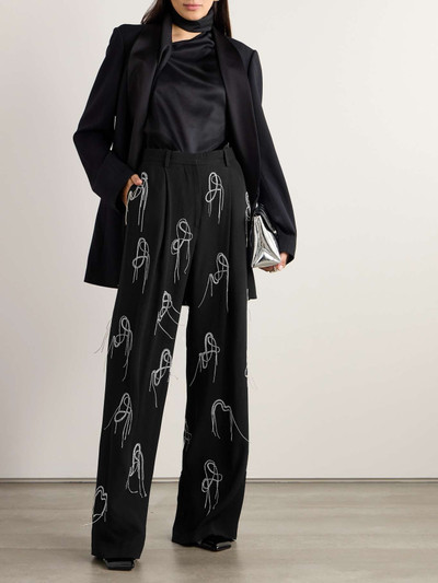 Dries Van Noten Pleated crepe wide-leg pants outlook