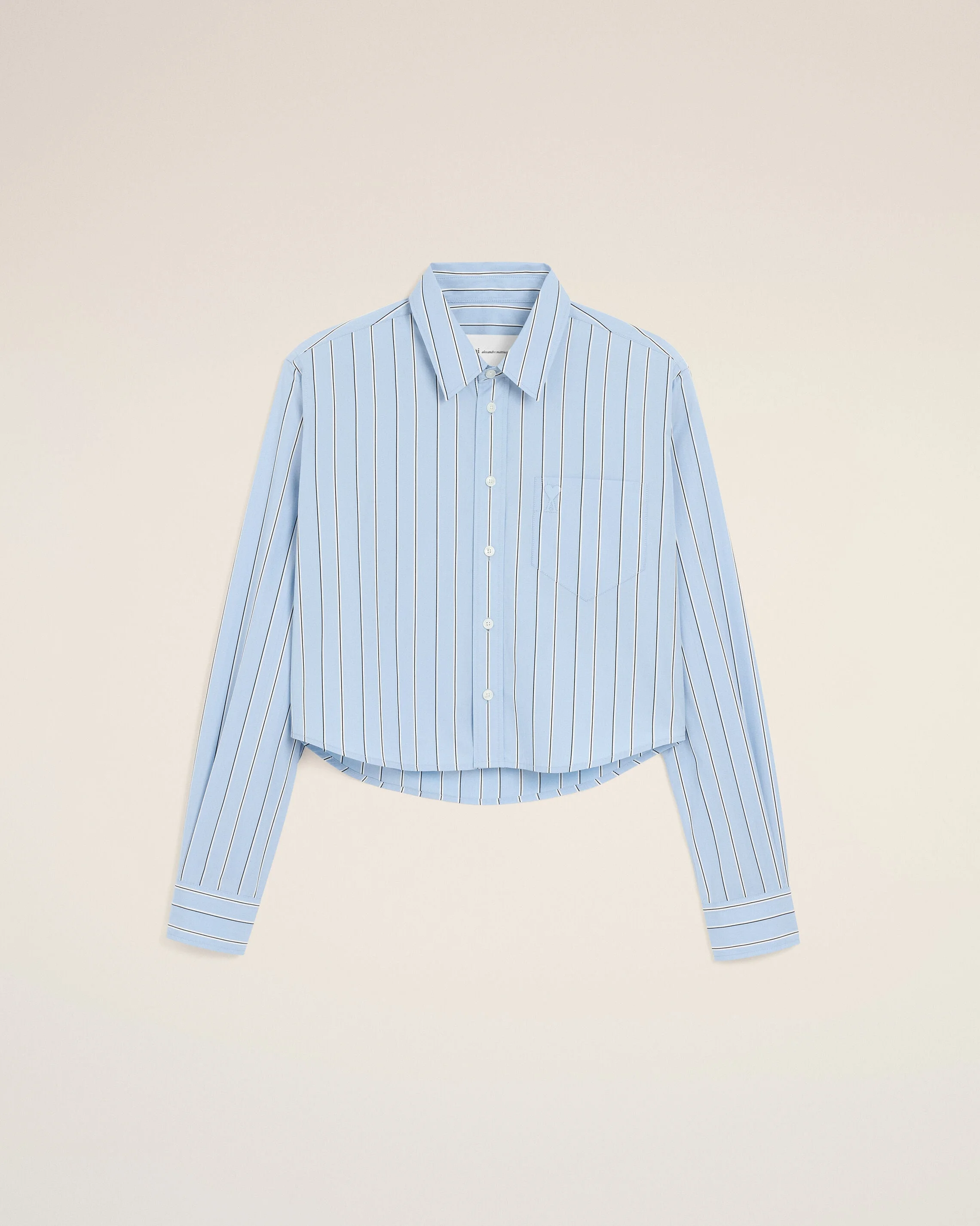 BLUE STRIPED COTTON CROPPED SHIRT - 1