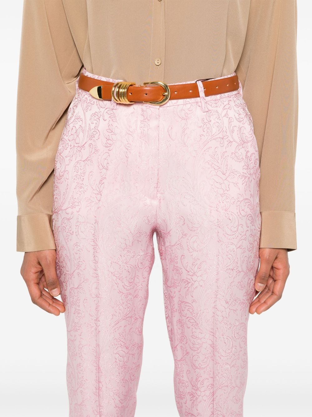 jacquard stovepipe trousers - 5