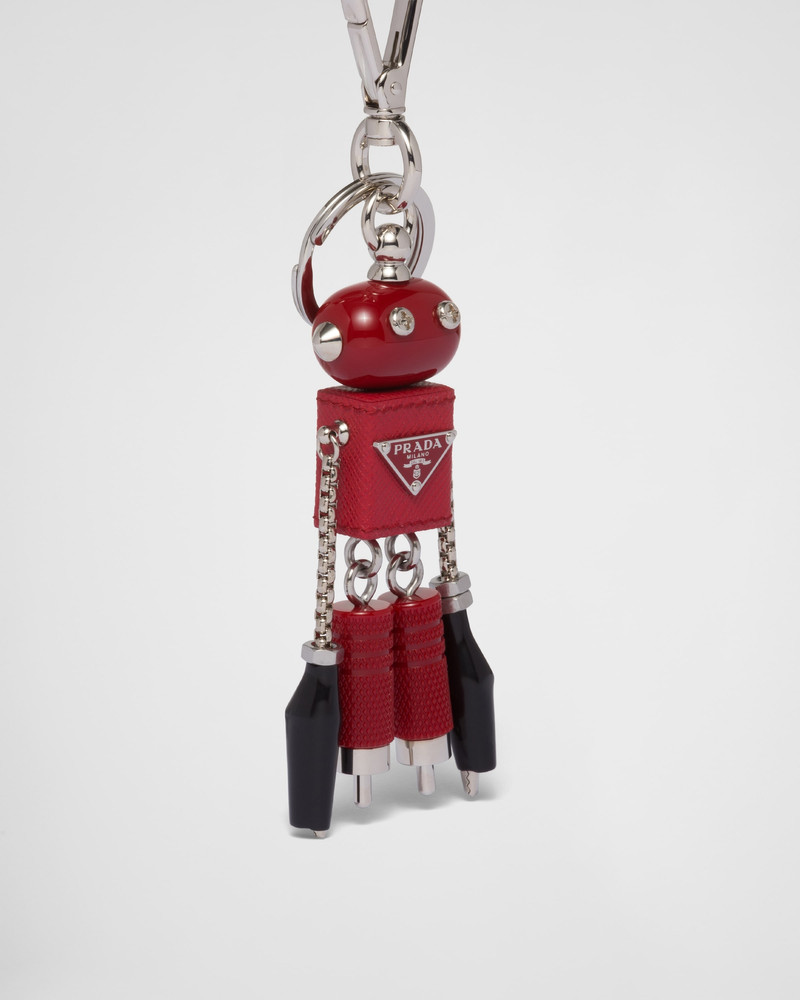 Prada Saffiano leather robot keychain trick outlook