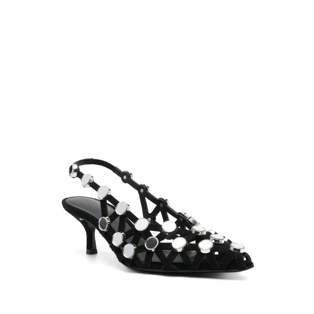 シューズ・サンダルその他 THE ATTICO Woman Pumps Black 250WSH00844LBT007SA 100 The Attico Black Grid Slingback | TheDoubleF