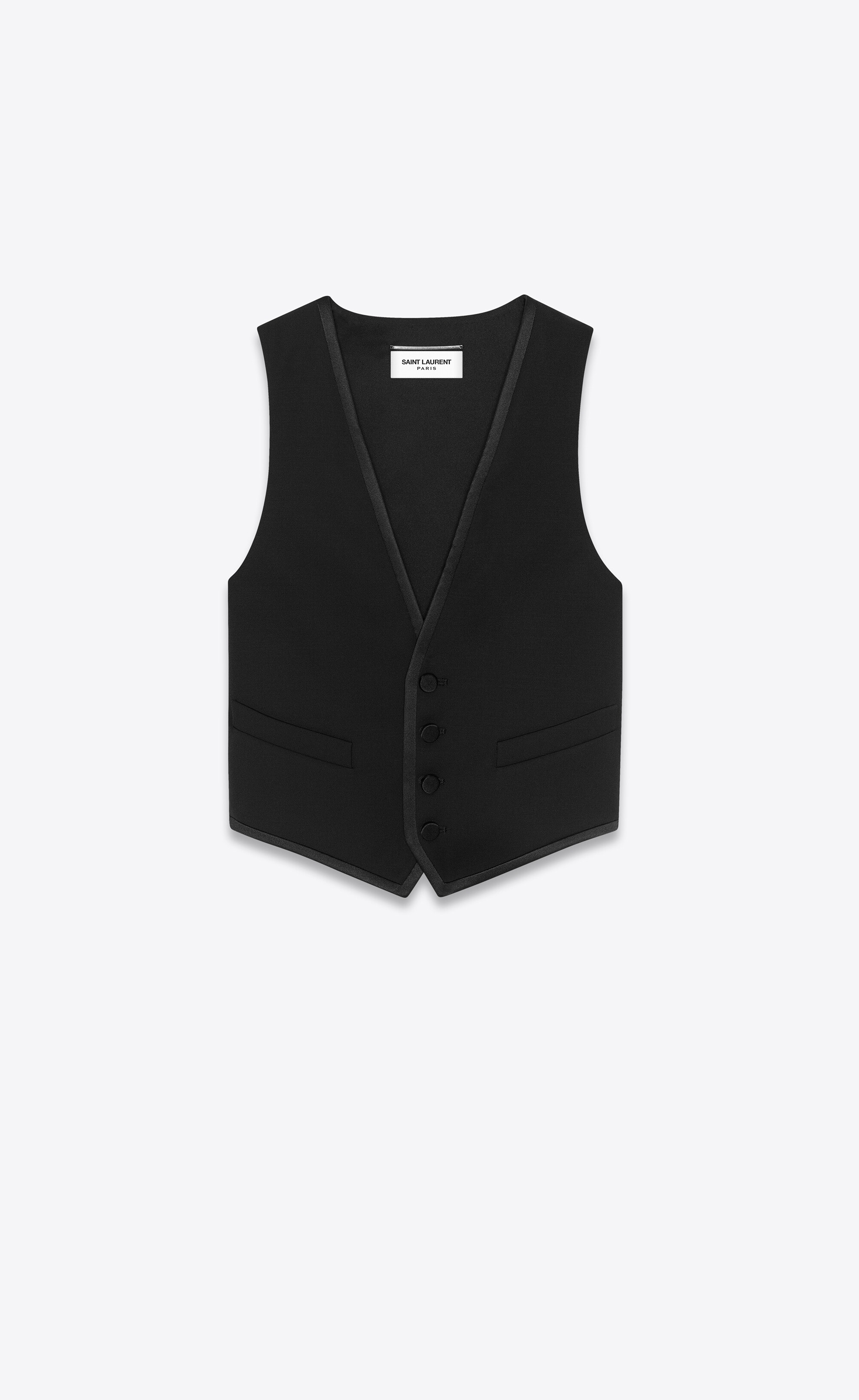 short tuxedo vest in grain de poudre saint laurent - 1