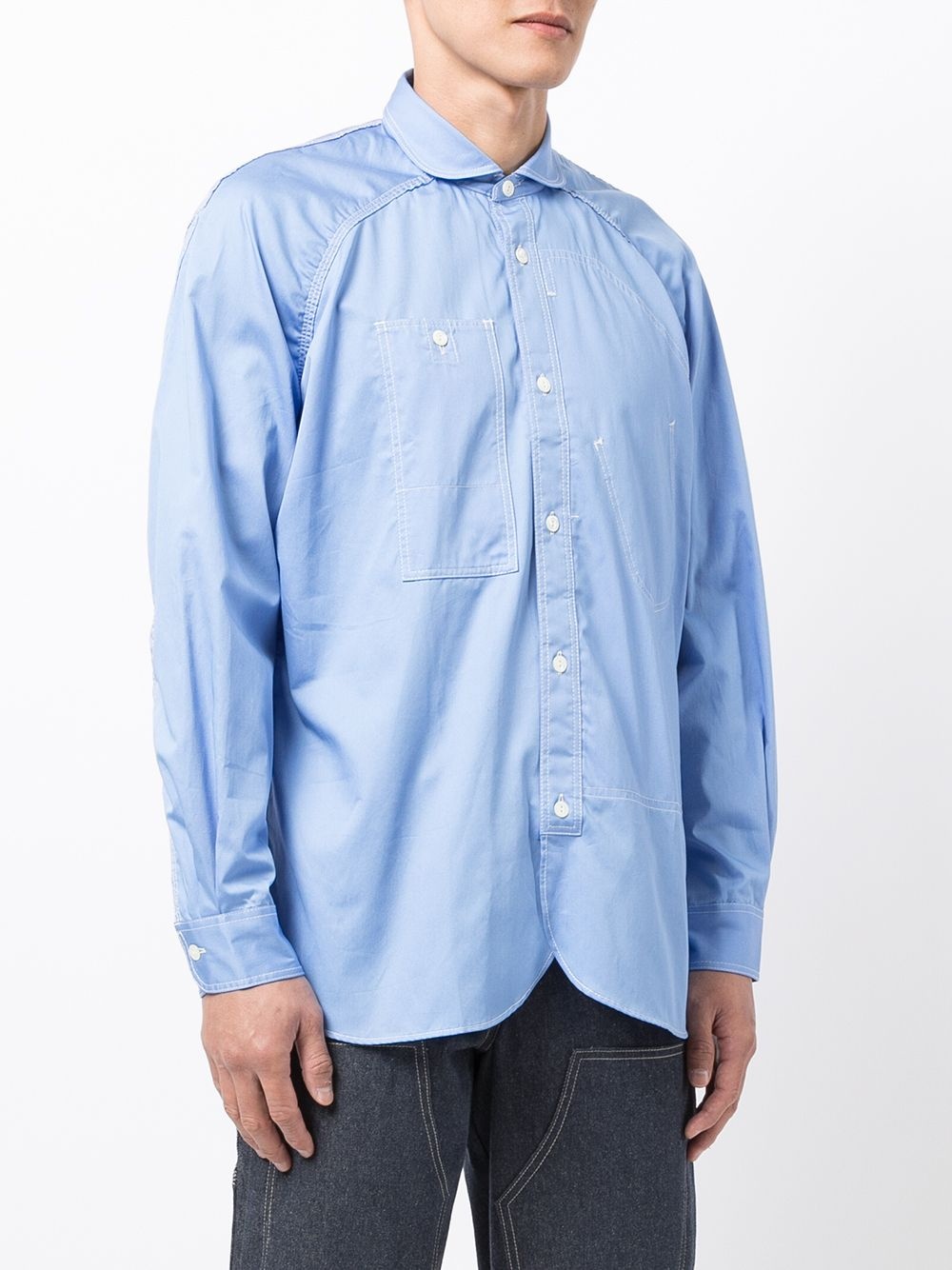 contrast panel shirt - 3