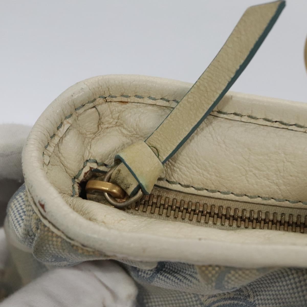 CELINE C Macadam Canvas Tote Bag Light Blue White Gold - 16