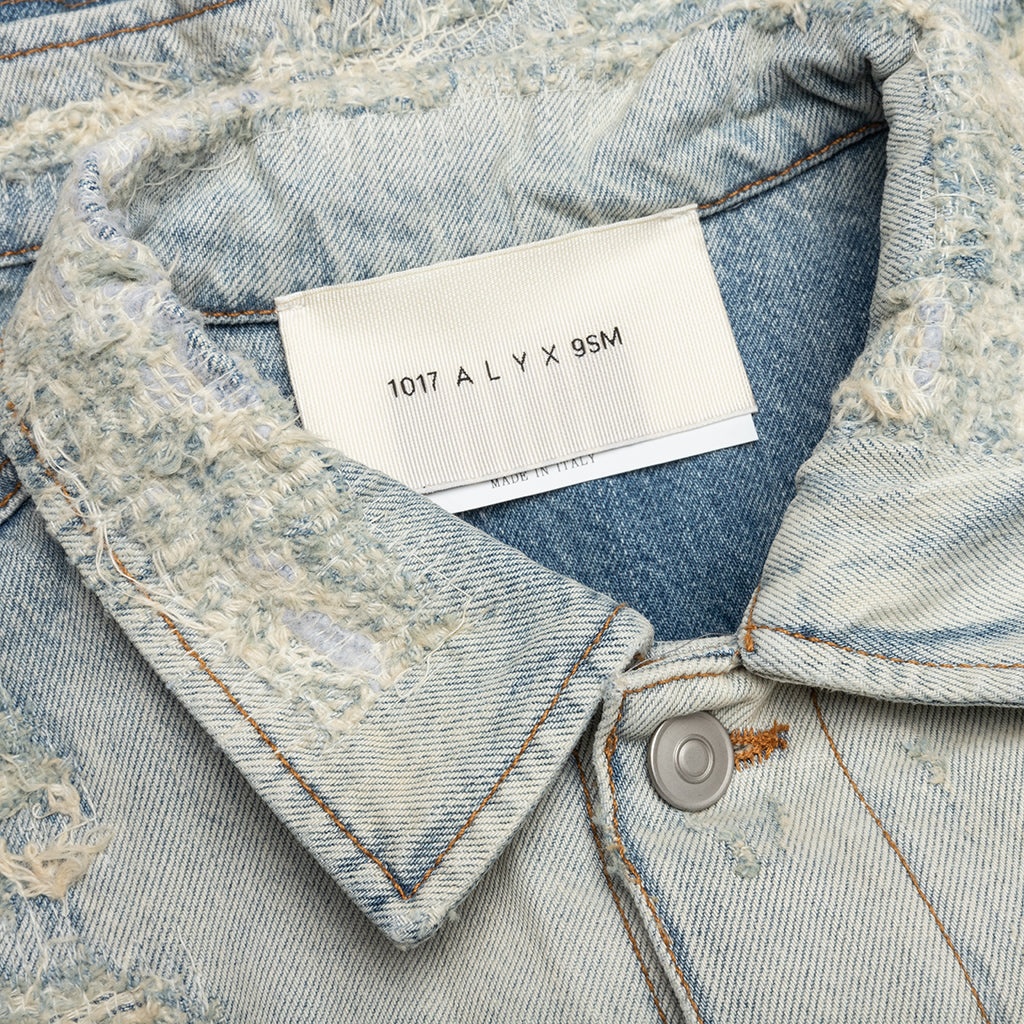 DESTROYED DENIM JACKET - TAN DENIM BLUE - 3