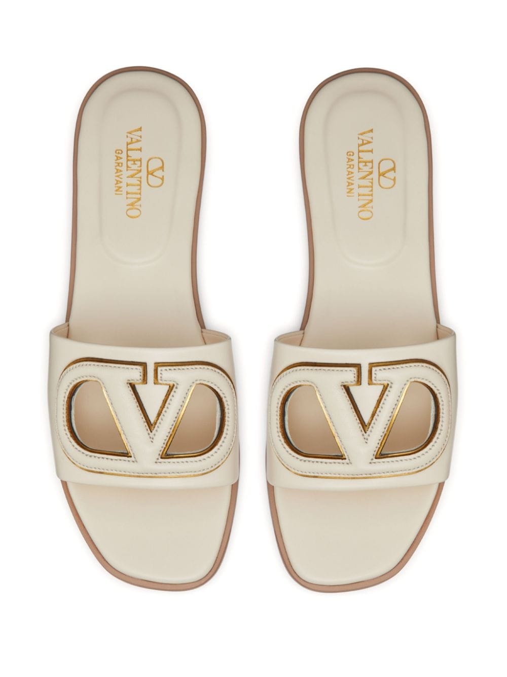 VLogo Signature flat leather sandals - 4