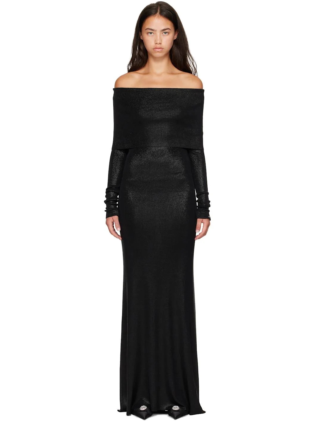 Black Off-Shoulder Maxi Dress - 1