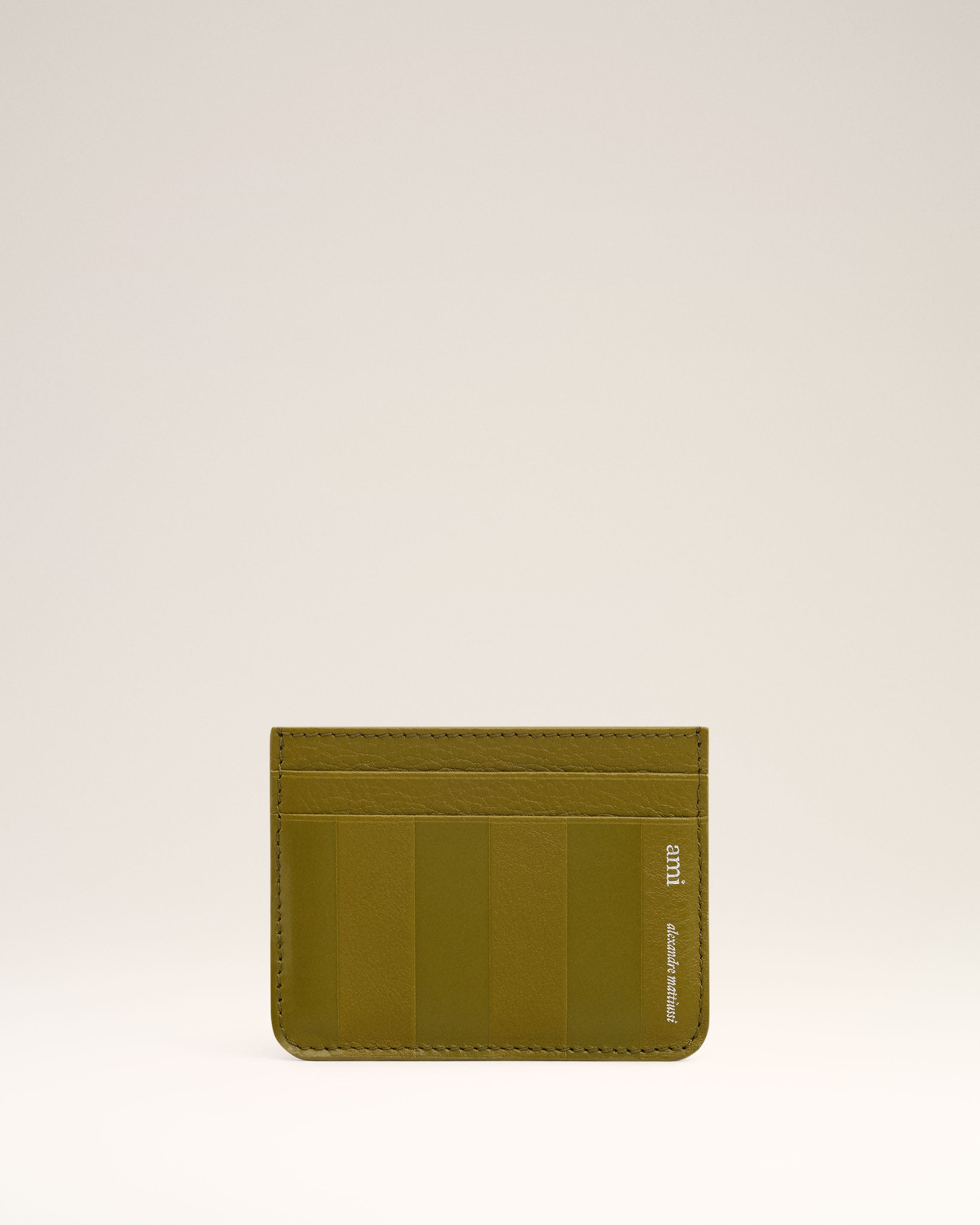 KHAKI LEATHER MIDI CARD HOLDER - 1