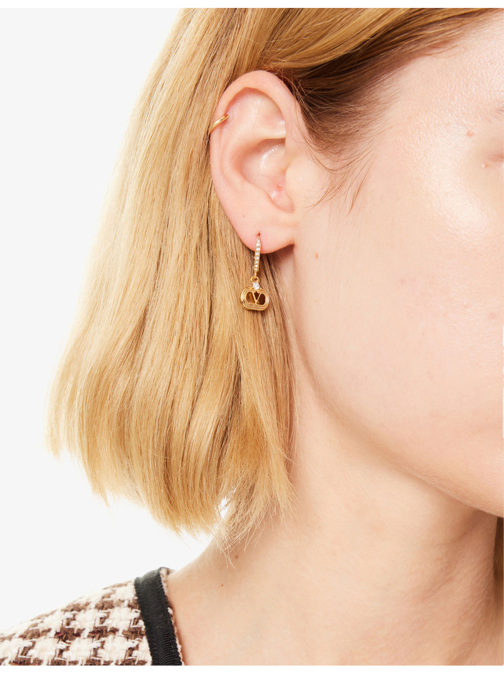 Ovalette Crystal-Embellished Brass Drop Earrings - 2