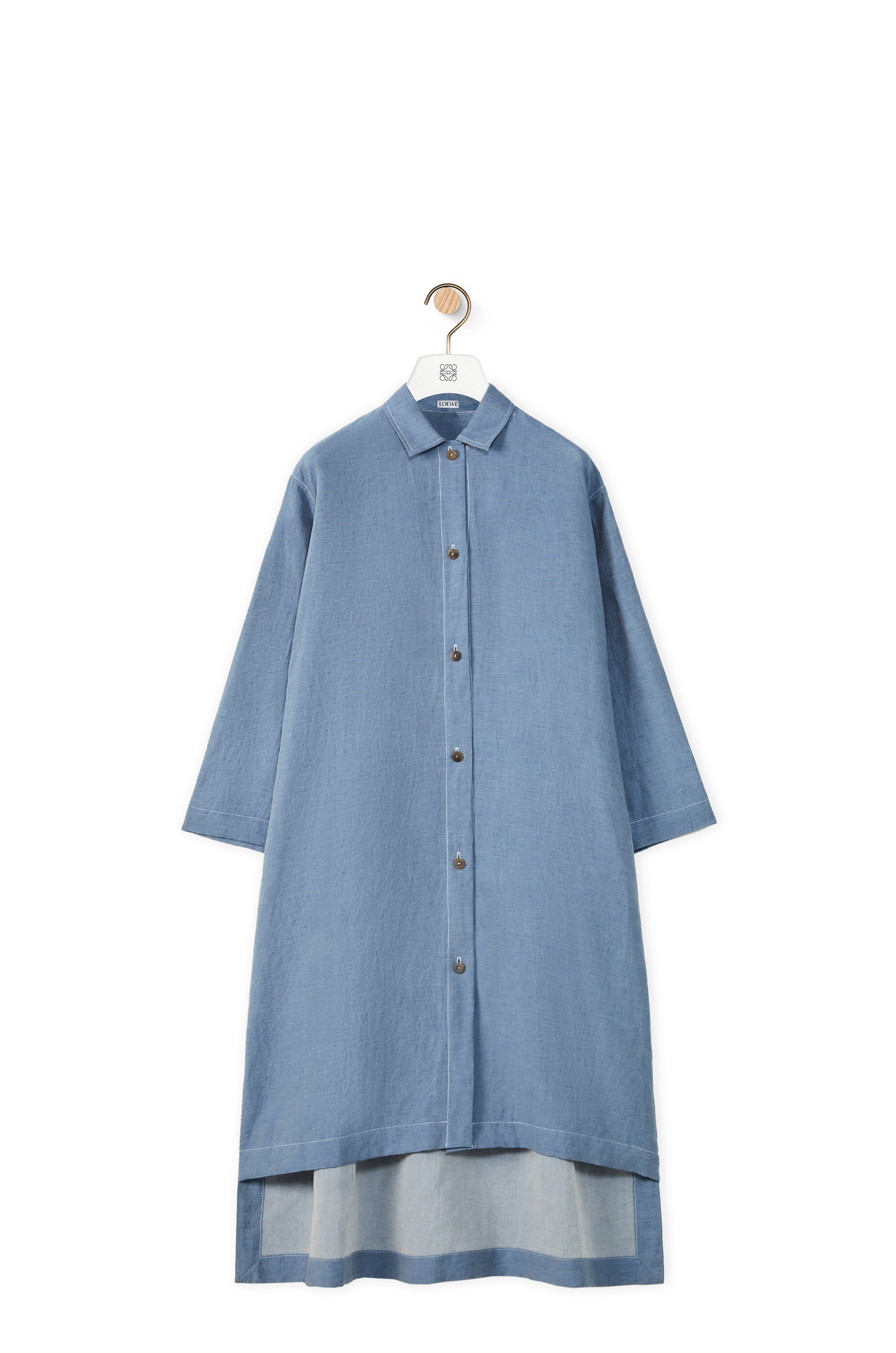 Tunic shirt dress in linen and cotton - 1