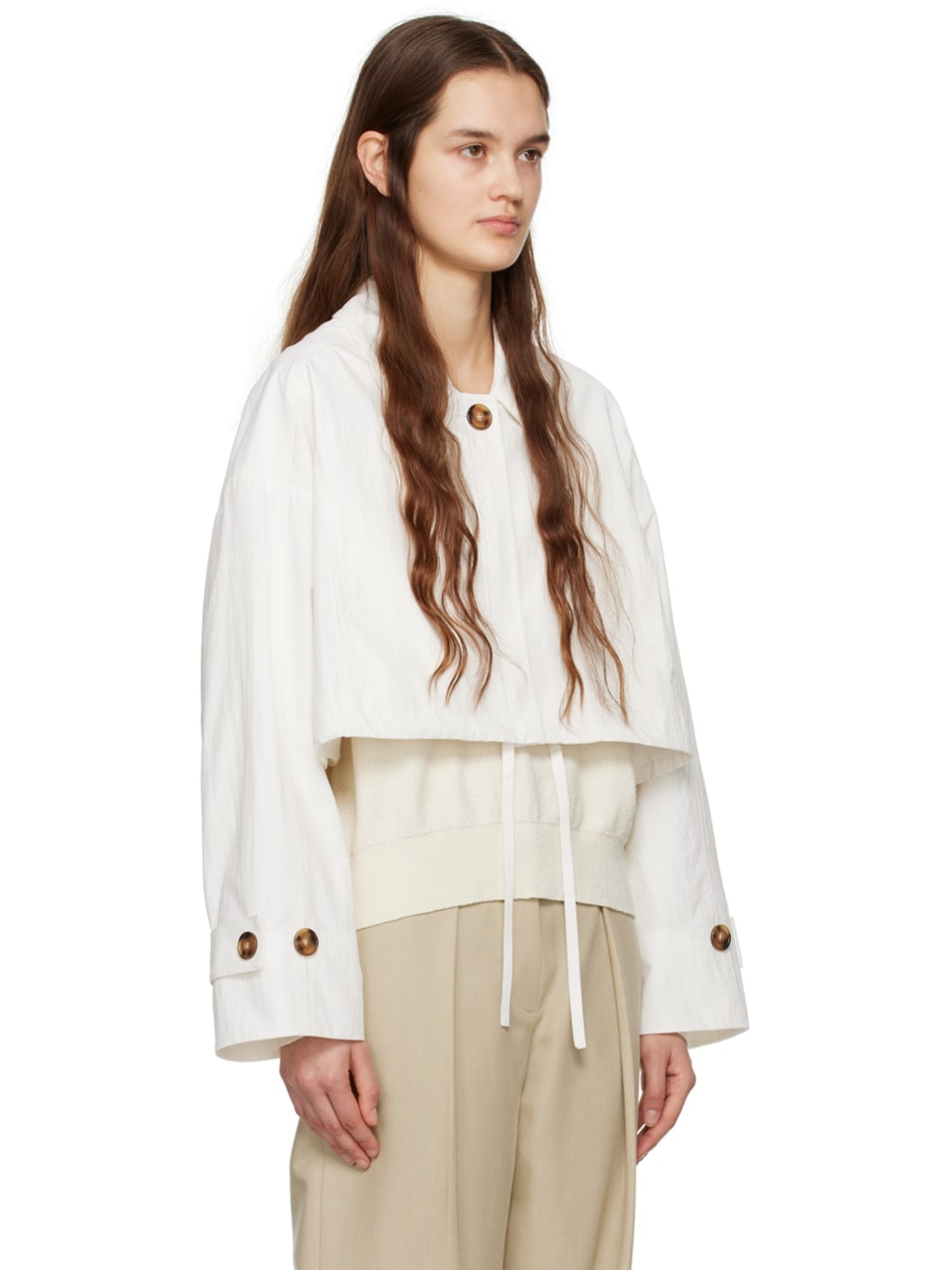 White Crinkled Jacket - 2