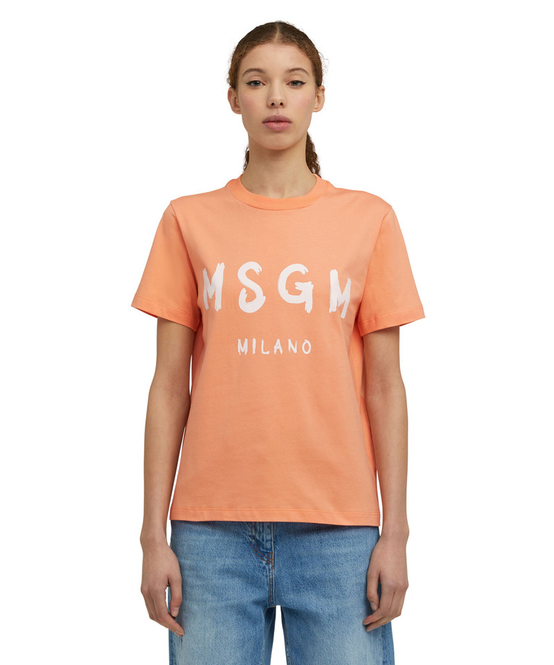 MSGM Cotton crewneck t-shirt with brushed MSGM logo outlook