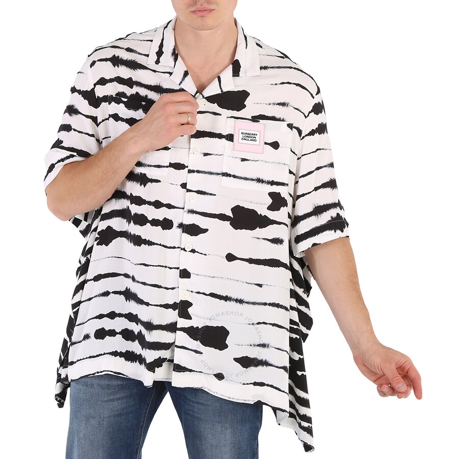 Burberry Cape Detail Short-sleeve Watercolour Print Twill Shirt - 3