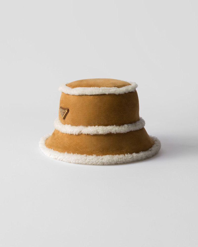 Suede shearling bucket hat 1