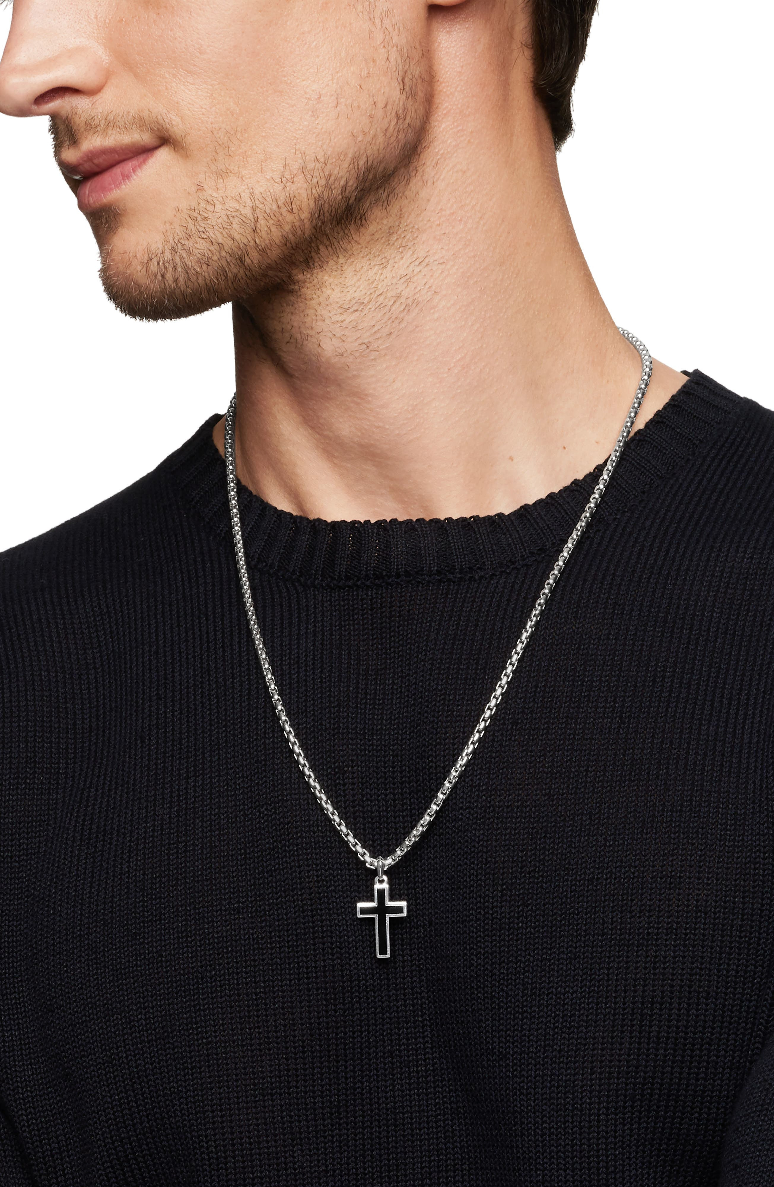 David Yurman Inlay Cross Pendant in Silver/Black Onyx at Nordstrom - 3