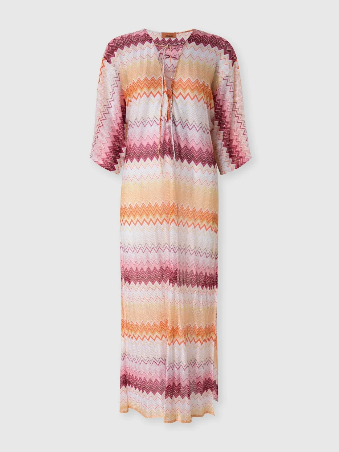 Long cover-up in zigzag lamé viscose blend - 1
