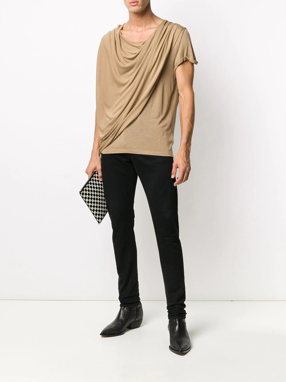 draped-detail short-sleeve T-shirt - 2