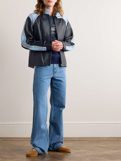 WALES BONNER Marvel Studded Suede-Trimmed Leather Jacket outlook